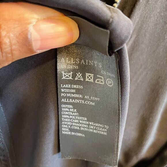 AllSaints Womens Lake Dress 6 Midi Length Tailored Fit Flare Color Block - Picture 3 of 7